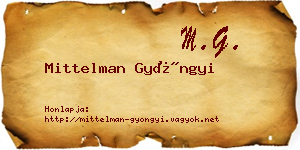 Mittelman Gyöngyi névjegykártya
